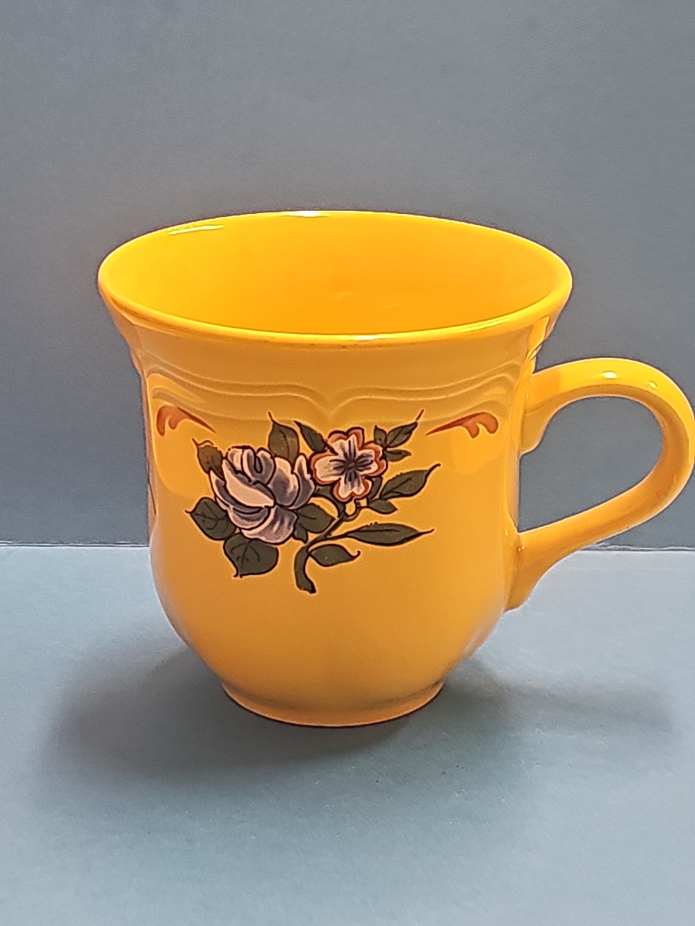 Mikasa Country Hearth Yellow Floral Ceramic Teacup and Saucer Set - Picture 4 of 9